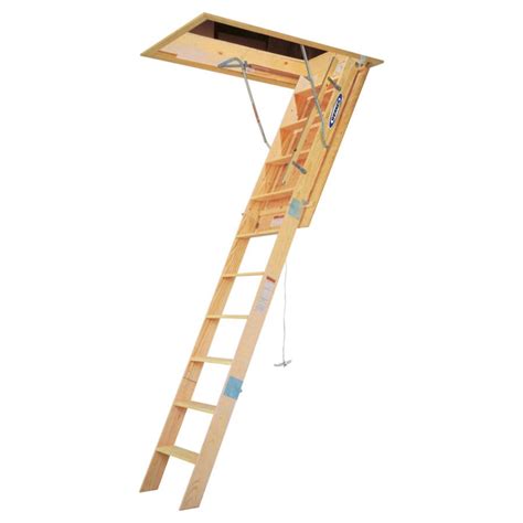Werner Wh 7 Ft To 875 Ft Wood Folding Attic Ladder At