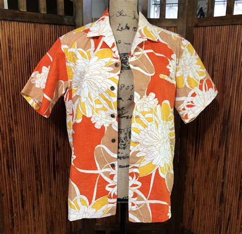 Vintage 1950 S Kamehameha Hawaiian Aloha Orange And Yellow Etsy