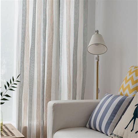 Lovely pair of retro vintage striped moroccan curtains beige, tan, cream, turquoise , chocolates thick and heavy, some wear , some sun fading but nothing noticeable when hung. Sheer Curtain Sunnyside Luxury Linen Light Blue Grey ...