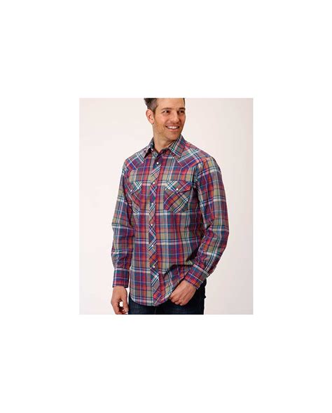 Roper® Mens Plaid Snap Western Ls Shirt Fort Brands