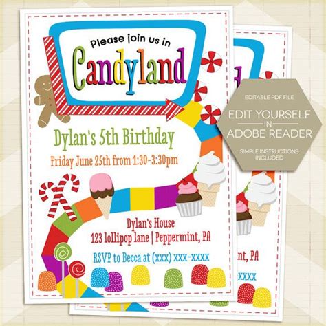 Candyland Invitation Candyland Party Invitation Candyland Etsy