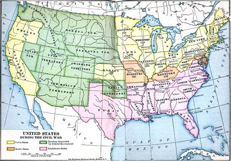 Map Of United States During Civil War