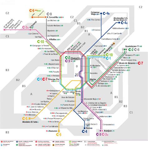 Plano de RENFE Cercanías Madrid Horarios Trenes