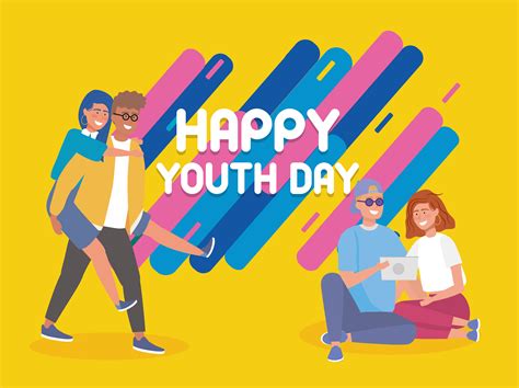 Happy Youth Day Poster With Young Couples 671189 Vector Art At Vecteezy