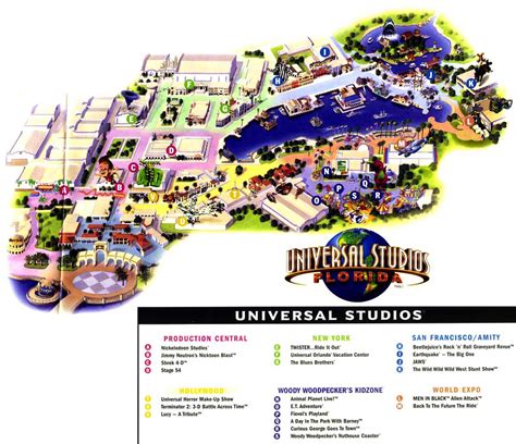 Universal Studios Florida Theme Park Map