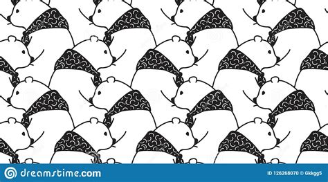 Bear Seamless Pattern Polar Bear Vector Cartoon Isolated Teddy Black