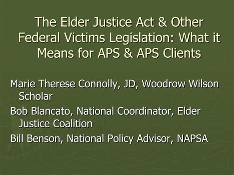 Ppt The Elder Justice Act And Other Federal Victims Legislation What