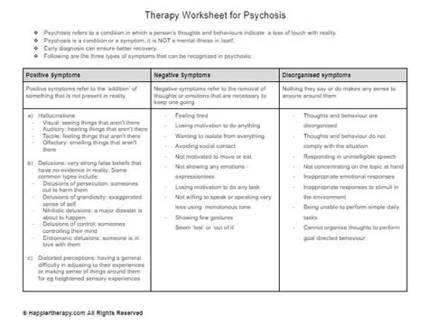 Therapy Worksheet For Psychosis Happiertherapy