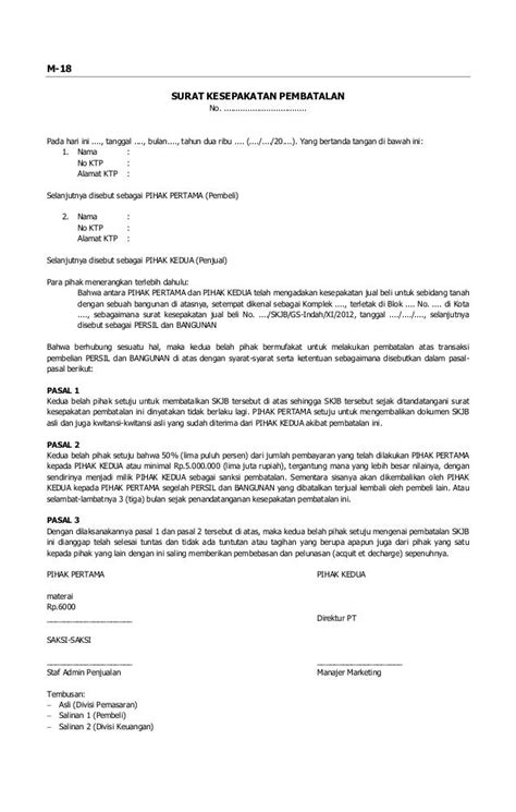 Form mkt18 (surat kesepakatan pembatalan)