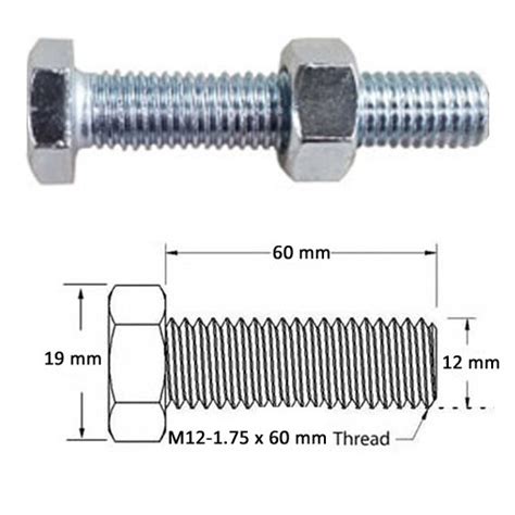 M12 175 X 60 Mm Threaded Cable Bolt With Hex Nut Full Circle Padding