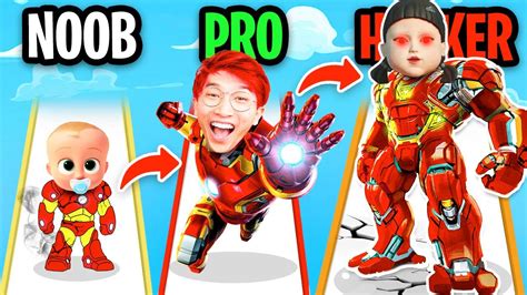 Noob Vs Pro Vs Hacker In Iron Suits All Levels Youtube