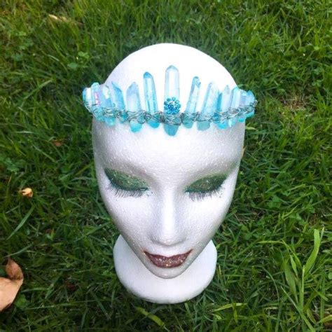 Blue Turquoise Crystal Quartz Mermaid Crown Tiara Crystal Etsy