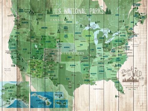 National Park National Park Map Usa Parks Hiking Map T Etsy