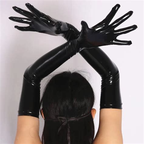 Sexy Faux Leather Pvc Shiny Long Latex Glove Punk Gloves Sexy Hip Pop Jazz Outfit Mittens Culb