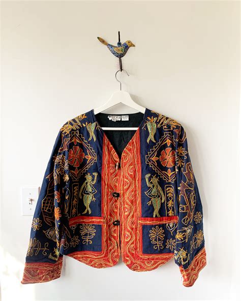 Vintage Ethnic Embroidered Jacket Mirrored Indian Jacket