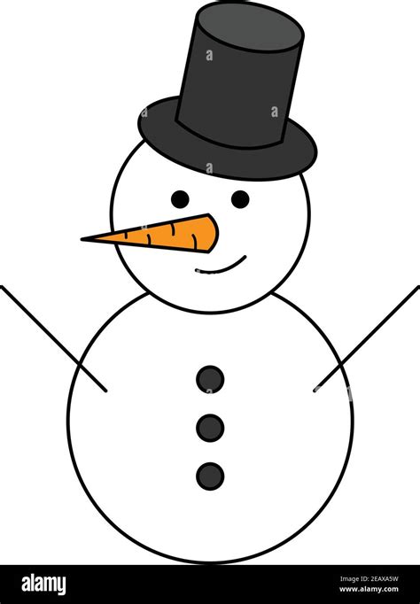Winter Snowman Vector Outlined Illustration Icon Seasonal Holiday