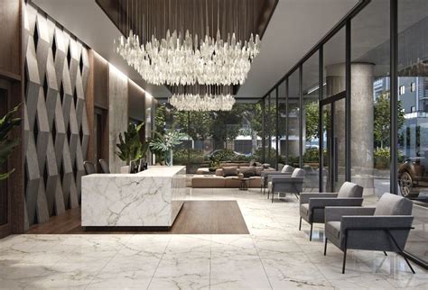 Modern Lobby Apartment On Behance Modern Lobby Lobby Design Modern Hotel Lobby