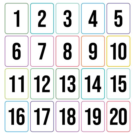 Number Cards 1 20 Printable