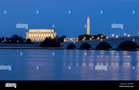 Washington Dc Skyline At Night Stock Photo Alamy