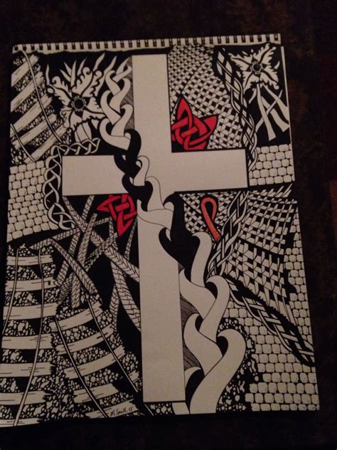 Zentangle Cross Celtic Knots Leukemia Ribbon Cross Art Pattern