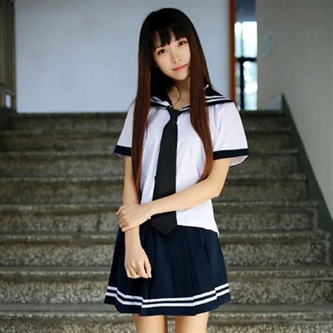 Uniformes Escolares Japoneses Corea Moda Plisada Faldas Escuela Marinero Traje Para Niña Blanco