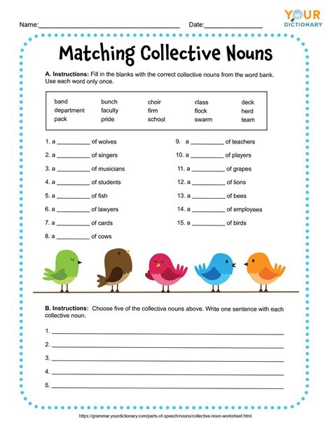 Collective Nouns Sentences Worksheets Worksheets For Kindergarten