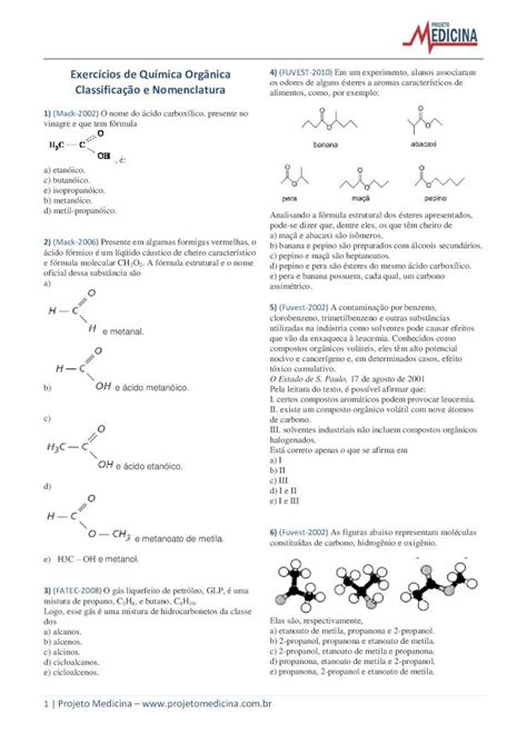 PDF Exercícios de Química Orgânica 4 Em um experimento PDF