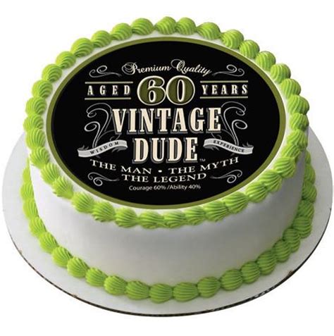 You're currently using an older browser and your experience may not be optimal. Vintage Dude 60th - Edible Cake and Cupcake Topper, Decor - Edible Prints On Cake (EPoC)