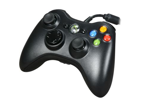 Xbox 360 Wired Controller Blackglossy Black Neweggca