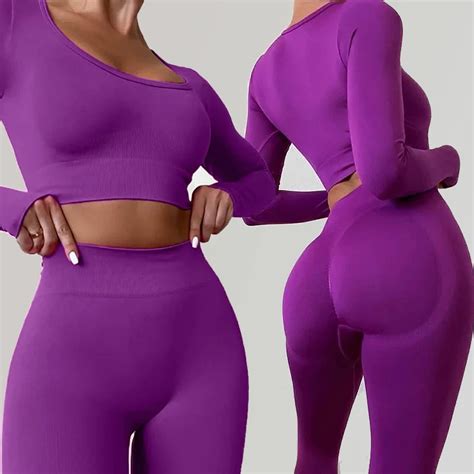 Seamless Yoga Set Female Women S Crop Top Shirt Leggings Women Two Piece 2pcs Outfit Fitness Gym
