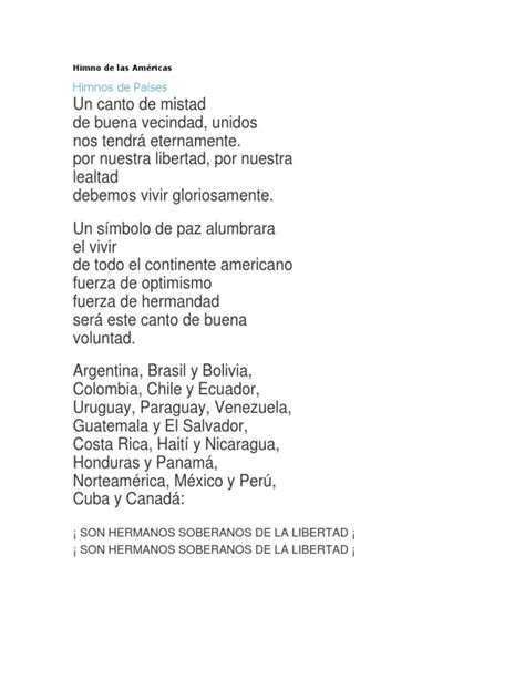 Himno De Las Americas Pdf
