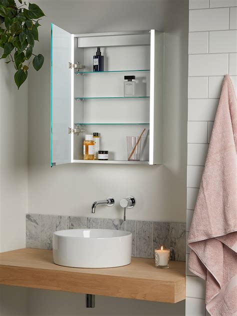 John Lewis And Partners Vertical Single Mirrored And Illuminated Bathroom