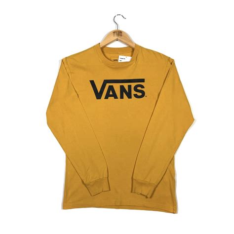 Vans Long Sleeve Spell Out T Shirt Yellow S Tmc Vintage Vintage