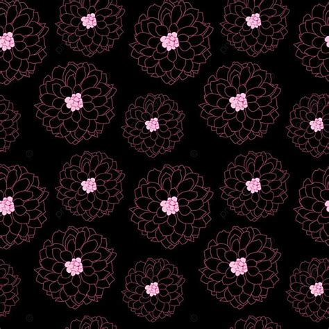 Abstract Hand Drawn Dahlia Flower Seamless Pattern Background