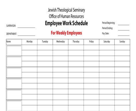 Employee Work Schedule Template Pdf 22 Monthly Work Schedule
