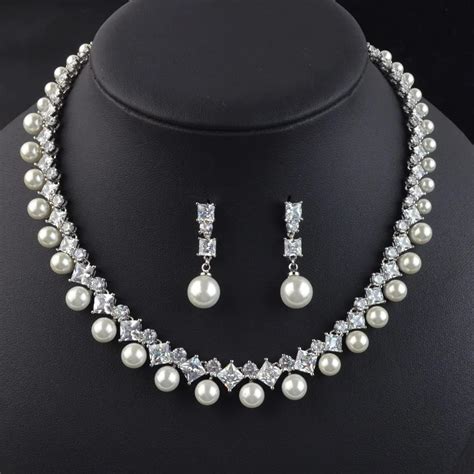 new design luxury simulated pearl bridal jewelry set for bride bridesmaid high quality aaa cubic