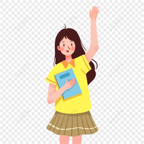 girl raising her hand clipart image