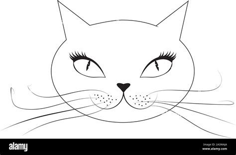 Abstract Cartoon Cat Face In Black And White Stock Vector Image And Art