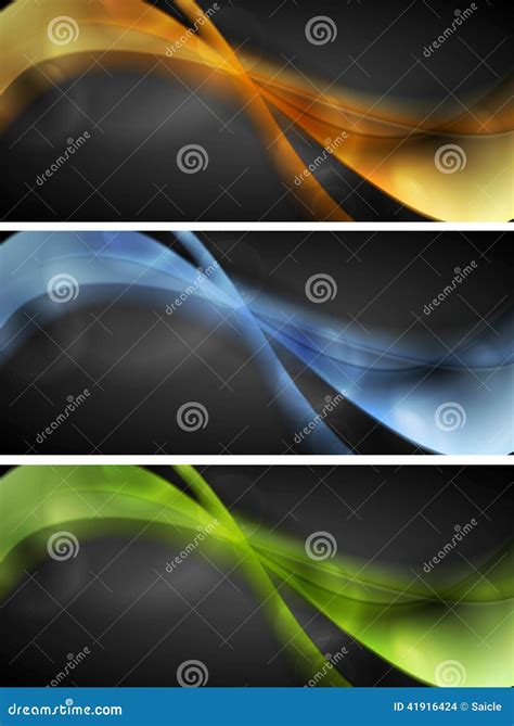 Bright Glowing Wavy Banners Stock Vector Illustration Of Element