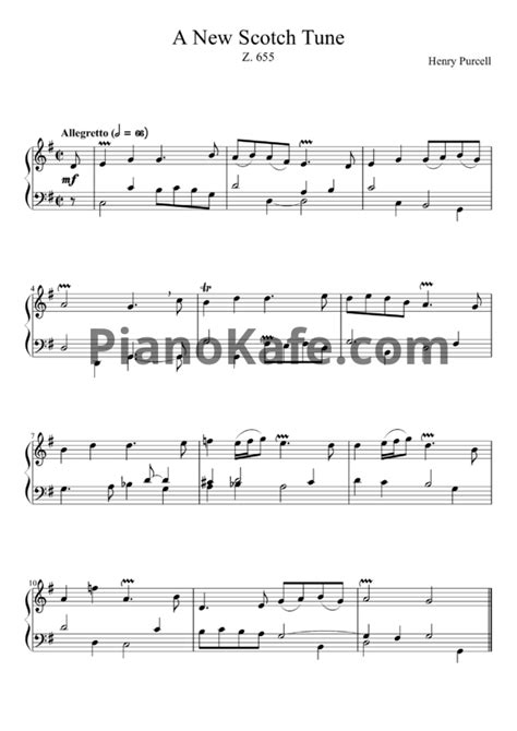 НОТЫ Генри Пёрселл - Новая шотландская мелодия (Z 655) - ноты для ...