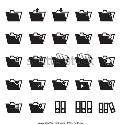 Vector Illustration Folder Icon Set Solid Stock Vector Royalty Free