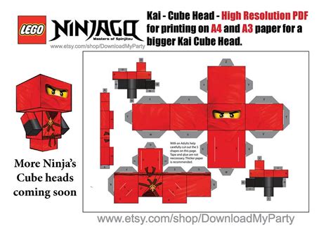 Ninjago Kai Cubehead Box Head High Resolution Pdf For Printing On A4