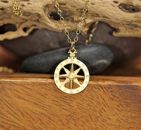 Compass Necklace Wanderlust Necklace 14k True North Etsy