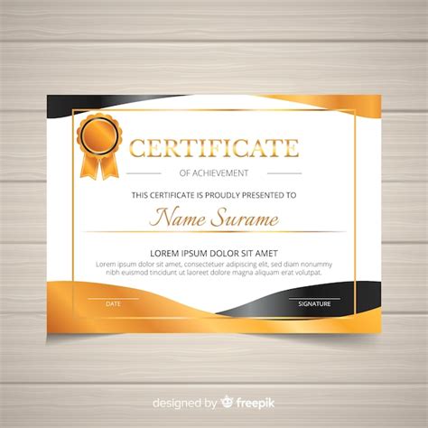 Beautiful Certificate Template With Golden Shapes Vector Free Download