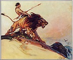 Ilustración de Tarzan con su fiel compañero Jad-bal-ja para la primera ...