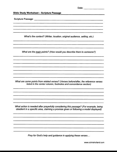 Bible Study Worksheets For Adults Pdf — Db
