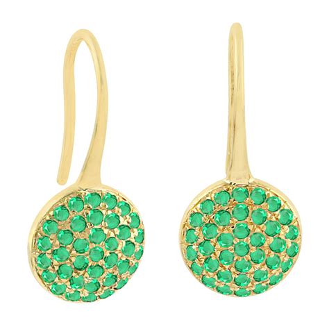 0 78 Natural Emerald Dangle Earrings 10k Yellow Gold Jewelry EBay