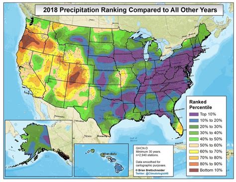 Map United States 2018 Precipitation Ranked Compared To All Other