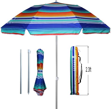 Ammsun 65ft Folded Beach Umbrella Fits In Suitcase With Tilt Portable