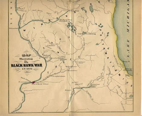 Black Hawk War 1832 Map Illinois Michigan Wisconsin 28847955